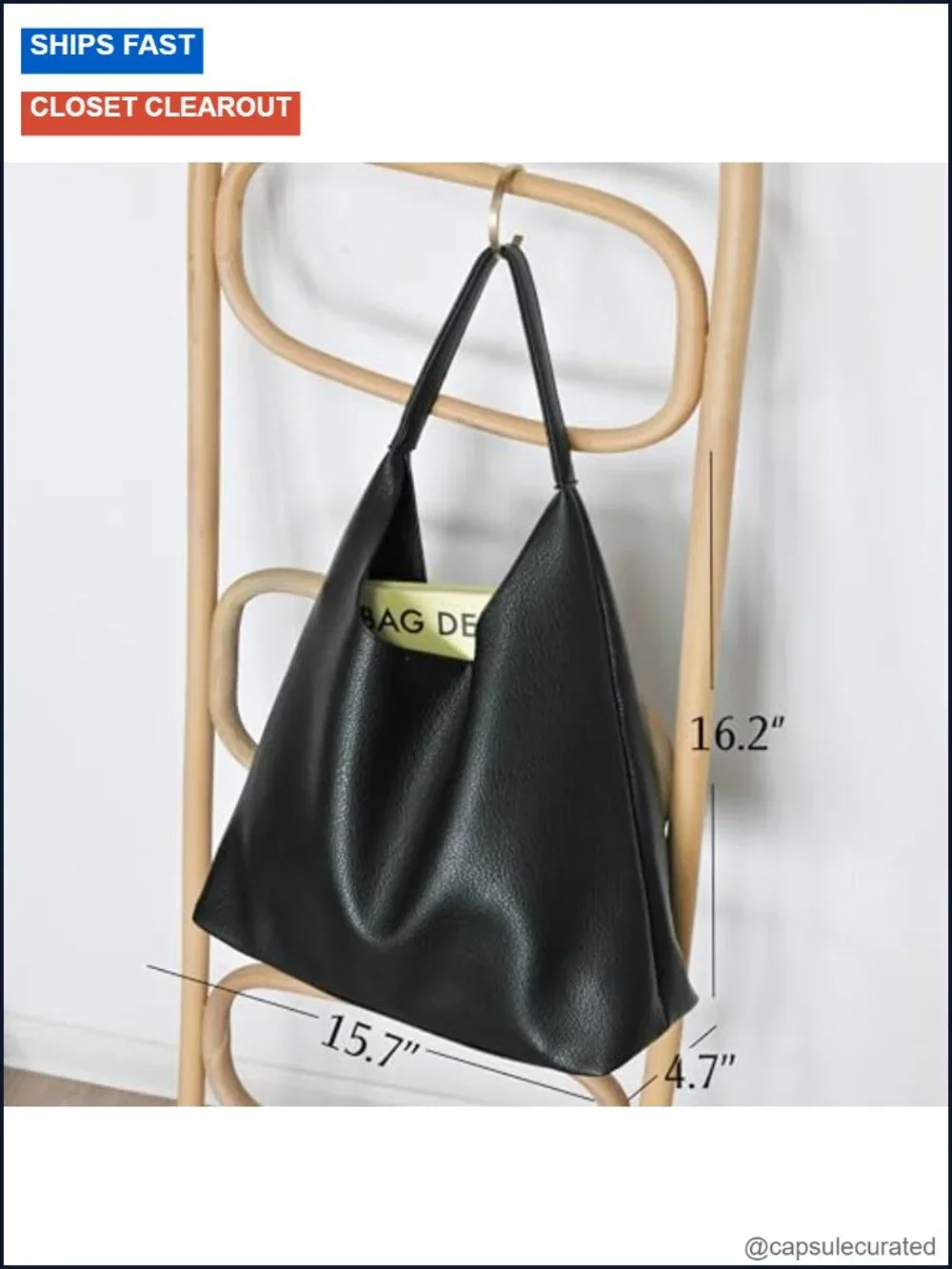 Women's Slouchy Hobo Bag Vegan Leather Shoulder Tote Purse Work Travel